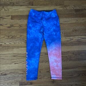 Kali X Peloton Blue and Pink Tie-Dye Leggings